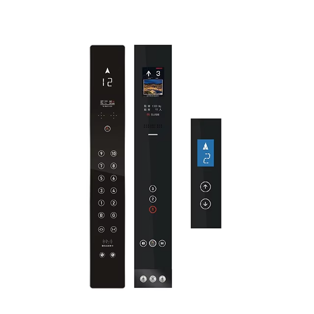 VTSP336 จอแสดงผลแบบสัมผัสติดผนังลิฟต์พร้อมปุ่มลิฟต์ดีไซน์ทันสมัยสแตนเลสและแก้ว Cop และ Lop