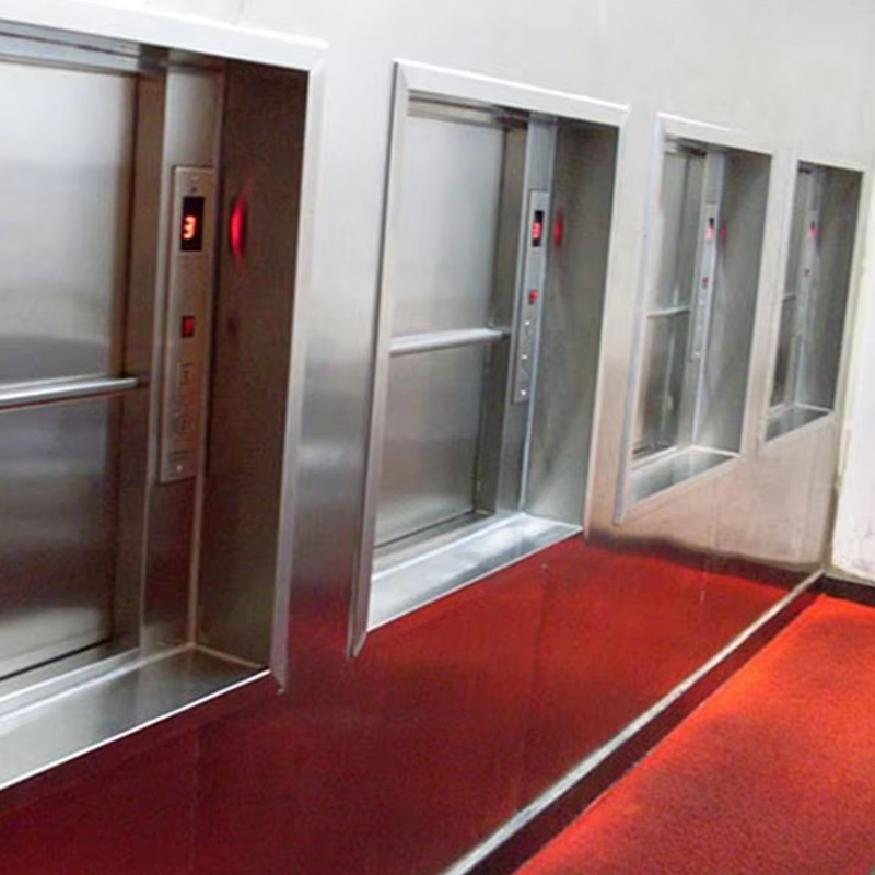 VTEF108 ลิฟต์ Dumbwaiter AC แบบไม่มีเกียร์ไฟฟ้าพร้อมพื้นพีวีซีสำหรับบริการครัวร้านอาหารและโรงแรม