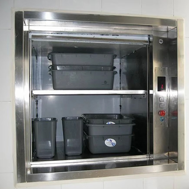 VTEF108 ลิฟต์ Dumbwaiter AC แบบไม่มีเกียร์ไฟฟ้าพร้อมพื้นพีวีซีสำหรับบริการครัวร้านอาหารและโรงแรม