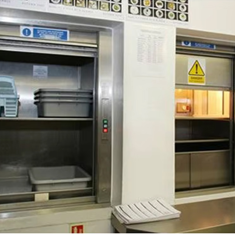 VTEF108 ลิฟต์ Dumbwaiter AC แบบไม่มีเกียร์ไฟฟ้าพร้อมพื้นพีวีซีสำหรับบริการครัวร้านอาหารและโรงแรม