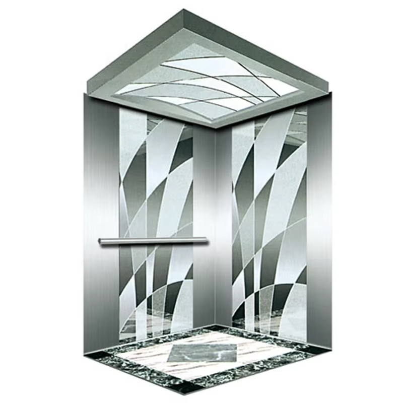 VTEP121 ขายร้อน NV รุ่น 6-8 คน 630 กก.Gearless AC โมเดิร์นลิฟท์อาคารลิฟท์โดยสารสแตนเลสพื้น PVC